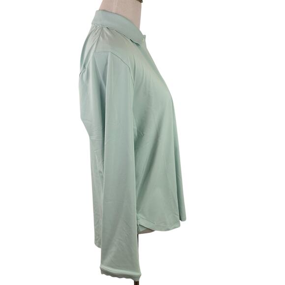 Peter Millar Women's Mint Teal Long Sleeve Polo Shirt Size Large - Picture 6 of 6